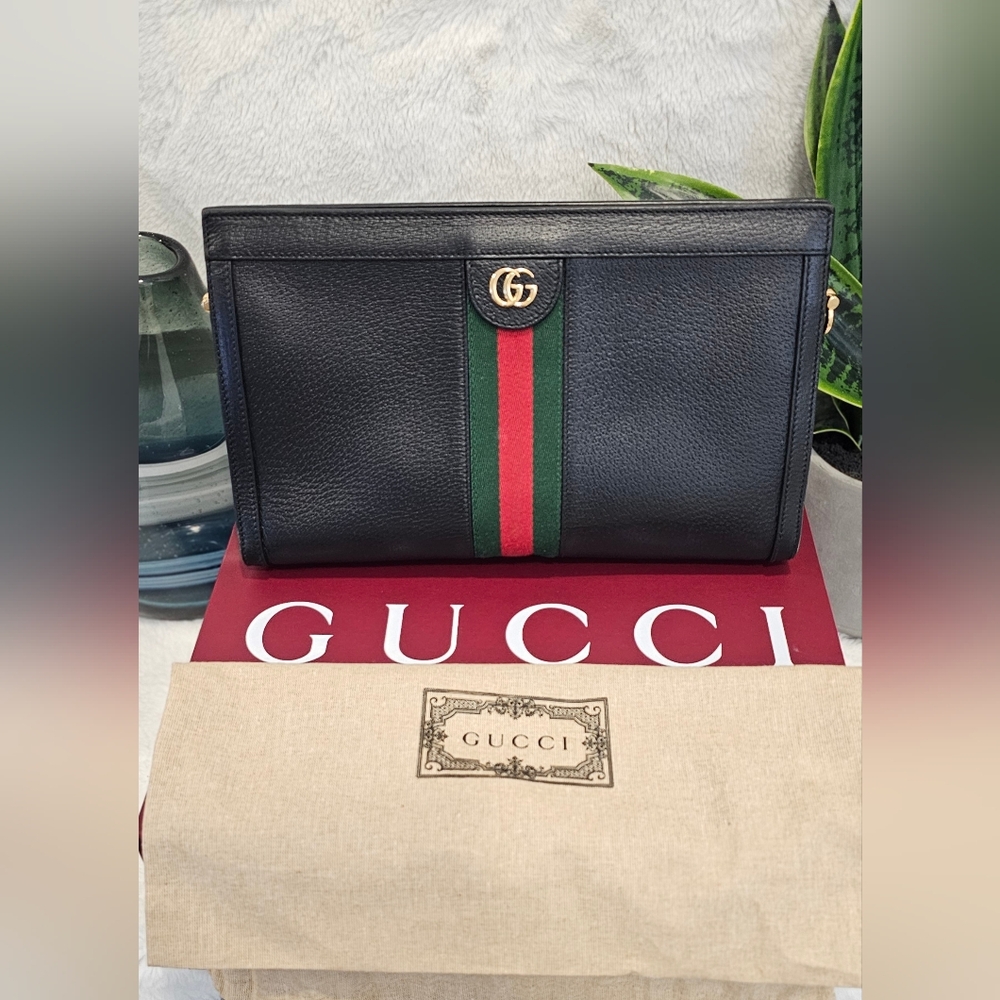 Gucci Calfskin GG Web Ophidia Chain Shoulder Bag with COA! LARGE
